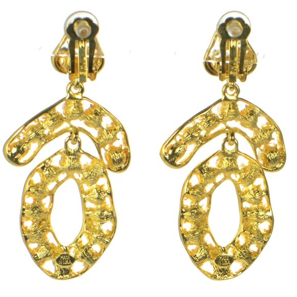 Kenneth Jay Lane KJL Crystal Drop Clip Earrings - Picture 3 of 9